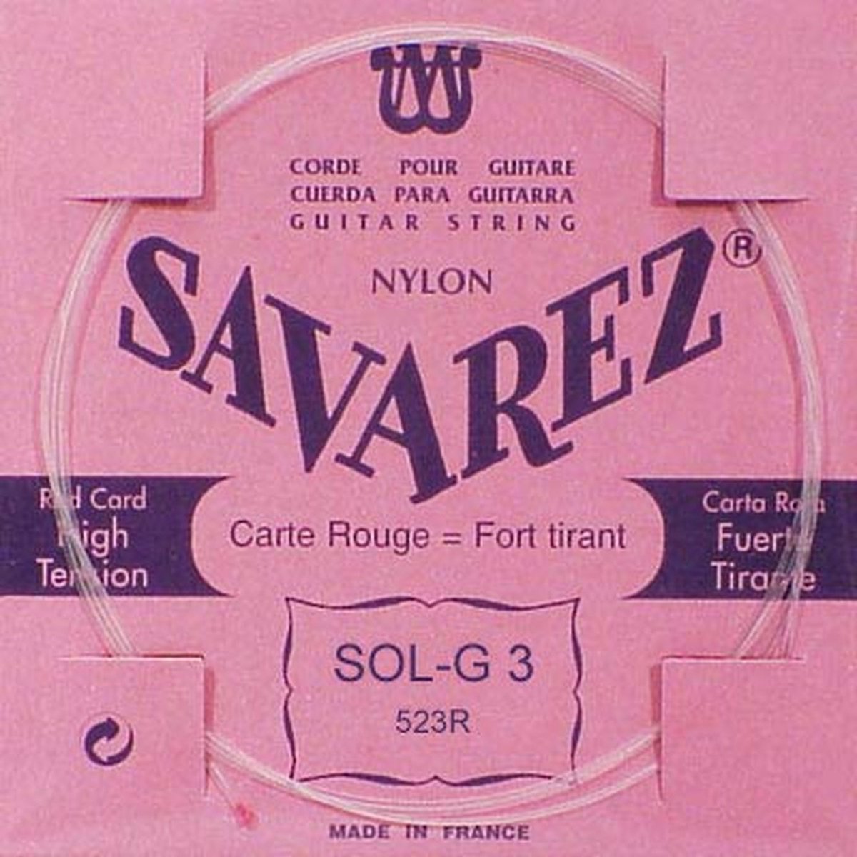 Savarez 523-R G-3 snaar, clear nylon (rouge), from 520-R set, hard tension