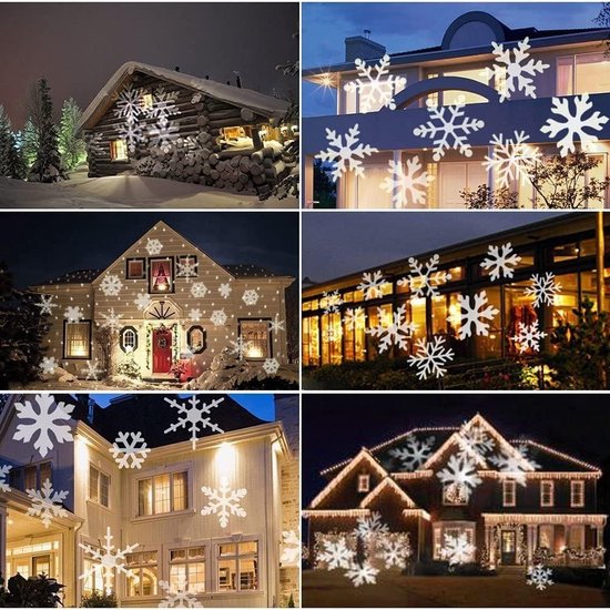 VIFLYKOO Sneeuwvlokken-projector, led-projector voor buiten, projectielamp met afstandsbediening, IP65 waterdicht, sneeuwvaleffect voor decoratie, binnen en buiten, tuin, Kerstmis, bruiloft, feest