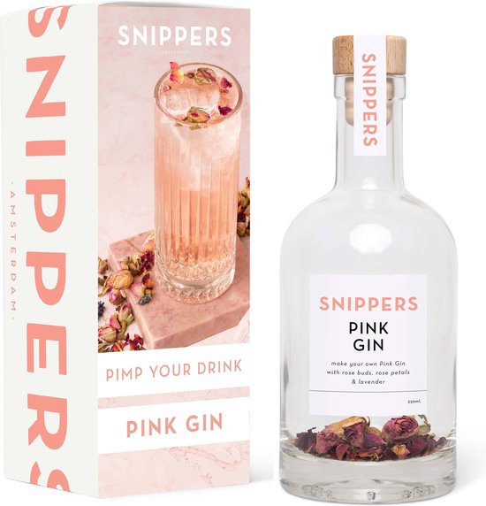 Snippers Botanicals - Pink Gin - DIY Je eigen Smaakvolle Gin - Maak zelf je drankje lekker - Cadeautje voor haar - 350ml