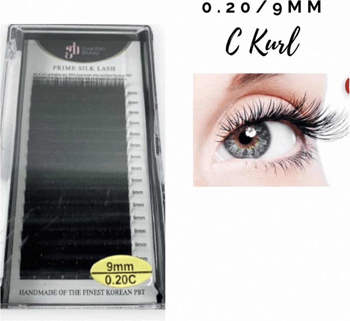 Guardian Beauty Wimpers Extensions - Prime Silk Lashes - 9mm - 0.20 C Krul