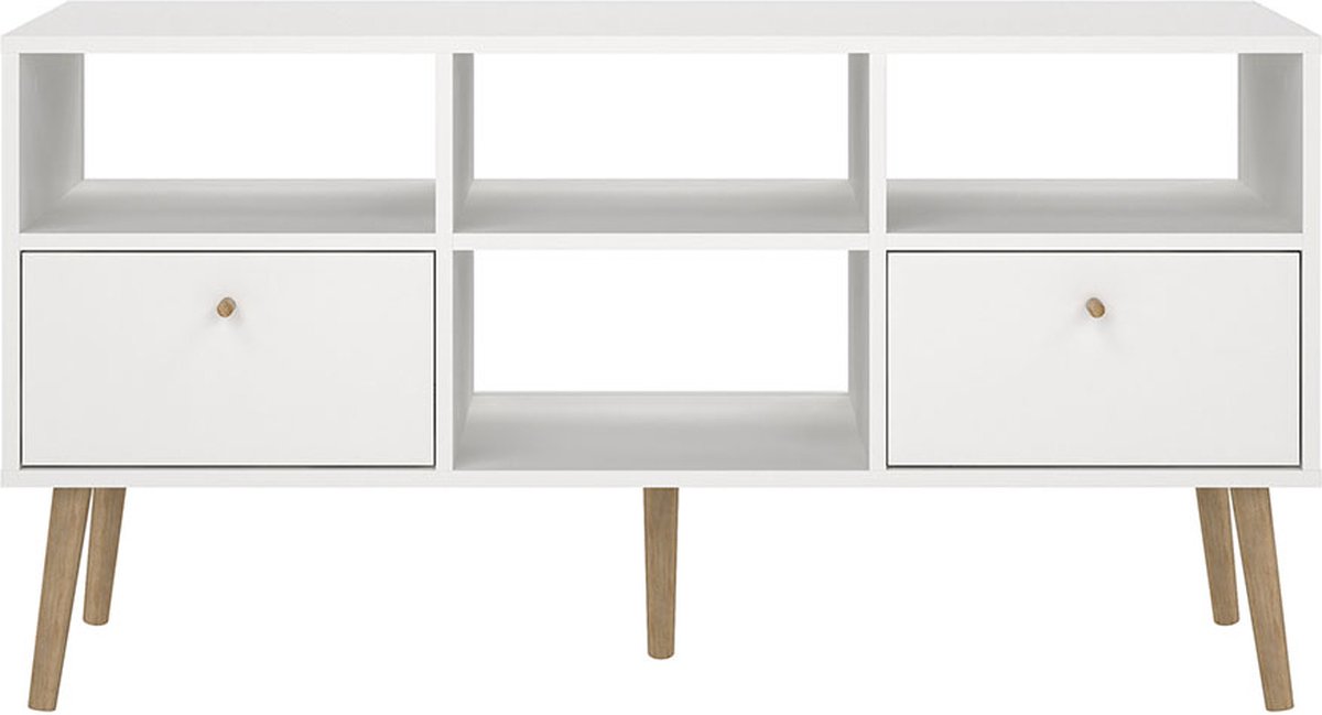 Bodo TV-meubel 2 lades, 4 planken wit.