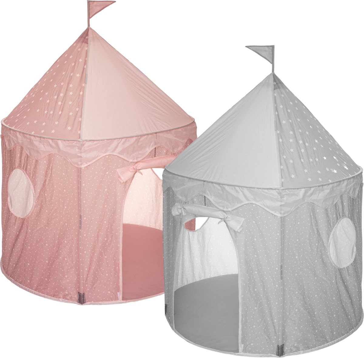 MISOU Kinder Speeltent - Tipi Tent - Kinderen - Jongens - Meisjes - Pop up - Grijs - Roze