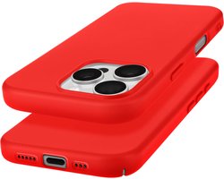 Avizar Hoesje Geschikt voor Apple iPhone 16 Pro Max Semi stijve Soft-touch Anti-krassen, Rood
