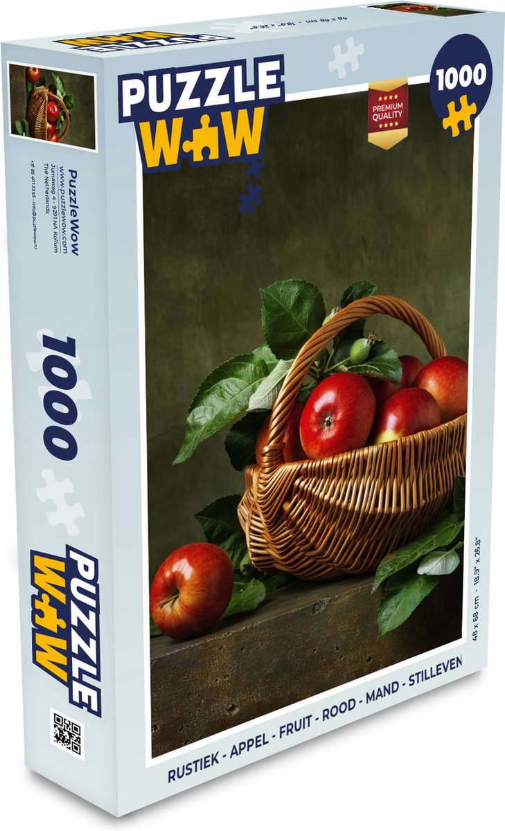 Puzzel Rustiek - Appel - Fruit - Rood - Mand - Stilleven - Legpuzzel - Puzzel 1000 stukjes volwassenen