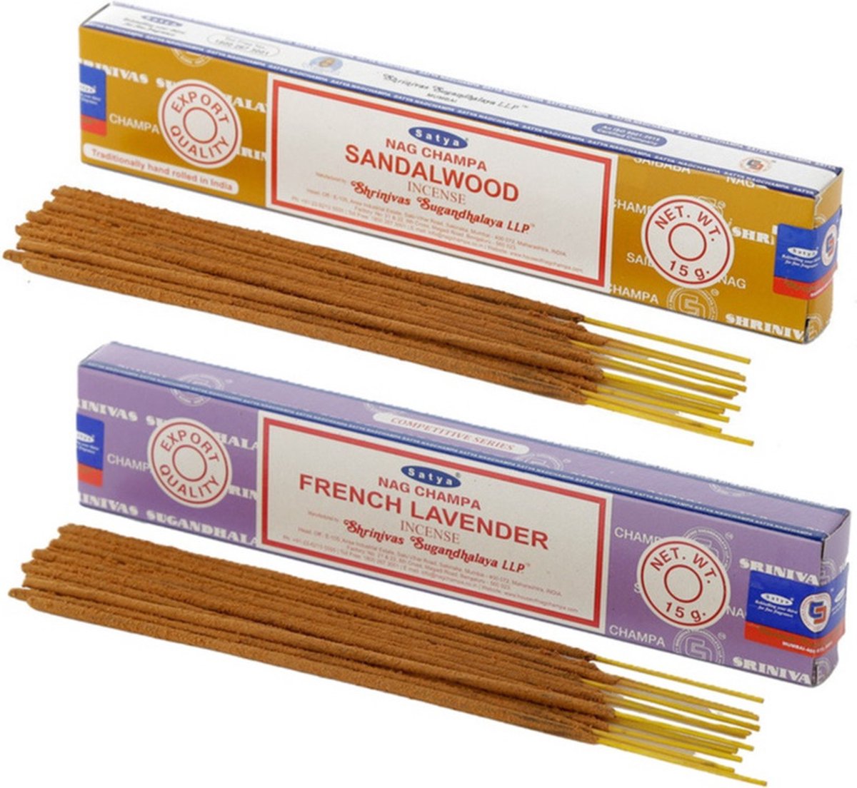 Satya Wierook cadeaus set - 2x geurstokjes - Sandelhout en Lavendel geur - Meditatie Lavender paars