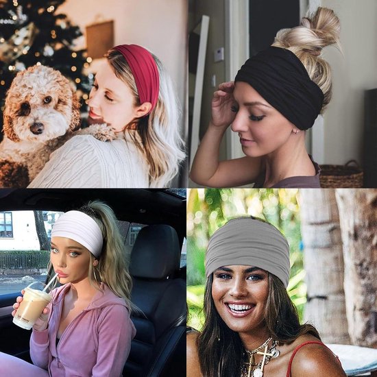 6er Pack Sport-Stirnbänder für Frauen - Elastek Katoen - Brede Hoofdsjaal - Zomerbandana Haaraccessoires . — afbeelding 4