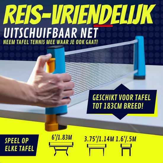 Ensemble Tennis De Table Complet - Raquettes, Filet Extensible, Balles, Pour L'été