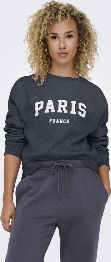 Only Trui Onlsweat Life L/s Crew O.size State 15254183 India Ink/paris France Dames Maat - M