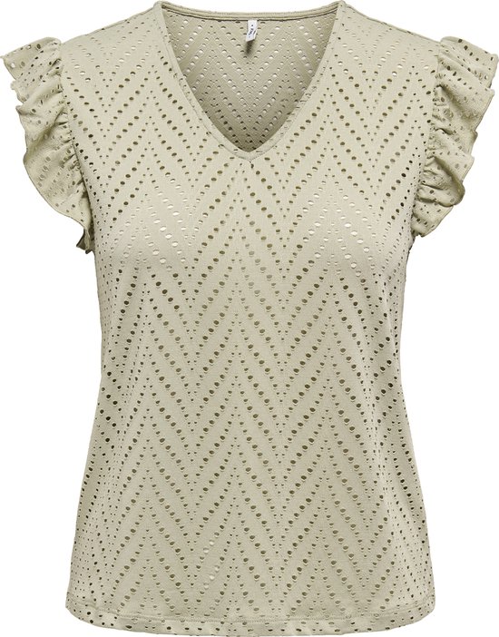Only Top Onlsmilla S/L Haut à volants et col en V pour enfant 15349061 Orme/bohème Taille femme - S