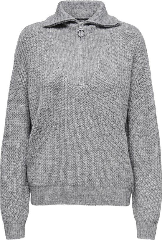 Pull Zippé Only Pour Femme – Maille Douce – Col Haut – Manches Longues – Coupe Regular – Style Décontracté
