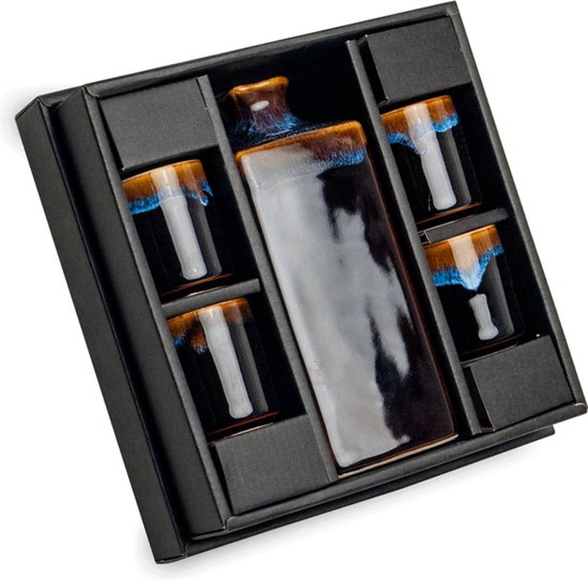 Luxe - Sake - Sake set - Zwart - Japans servies - Sushi servies - Porselein servies - Theeset - Sakeset - Kopjes - Theeglazen - Theekopjes porselein - cadeau - Cadeau voor vrouw - Cadeau vrouw — cadeau in Koken & Dineren - foto 3