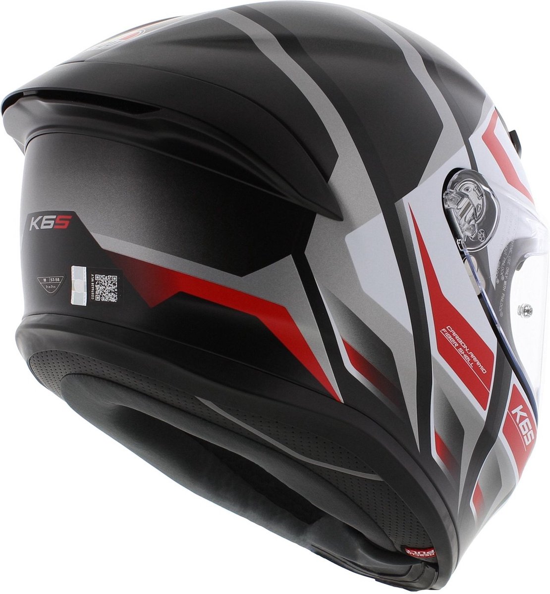 AGV K6 S Karve Mat Zwart Rood Wit Integraalhelm - Maat M - Helm – foto 8