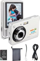 Mini Digitale Camera 8x Zoom 27 Inch Scherm - Invullicht Oplaadbaar - Geheugen 4K 48 MP Vlogcamera - Kinderen Studenten Tienercadeaus (SILVER)
