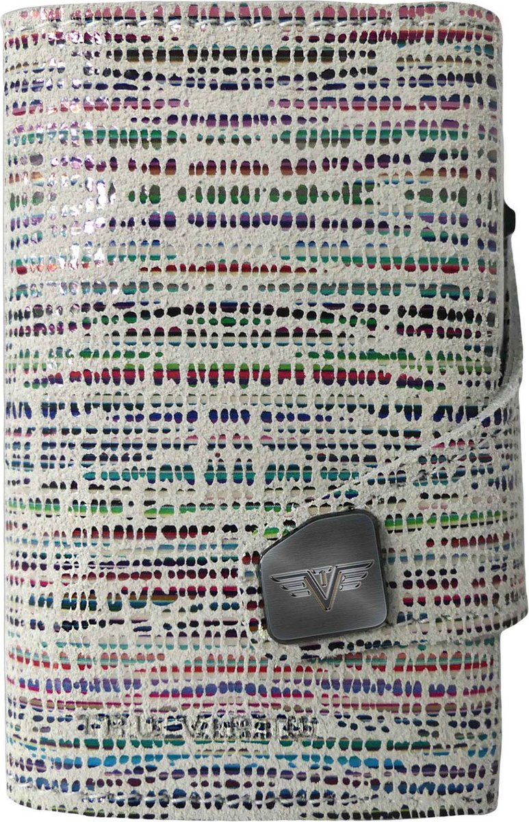 TRU VIRTU Leren Kaarthoes Click & Slide Wallet Bamboo Crème / Silver Beige Veelkleurig