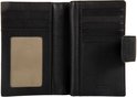 Portefeuille noir ouvert avec compartiment pour documents à grille et logo BRICS sur le bouton-pression.