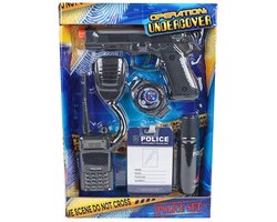 Politie speelset speelgoed met pistool 17cm - 5-delig - rollenspel.