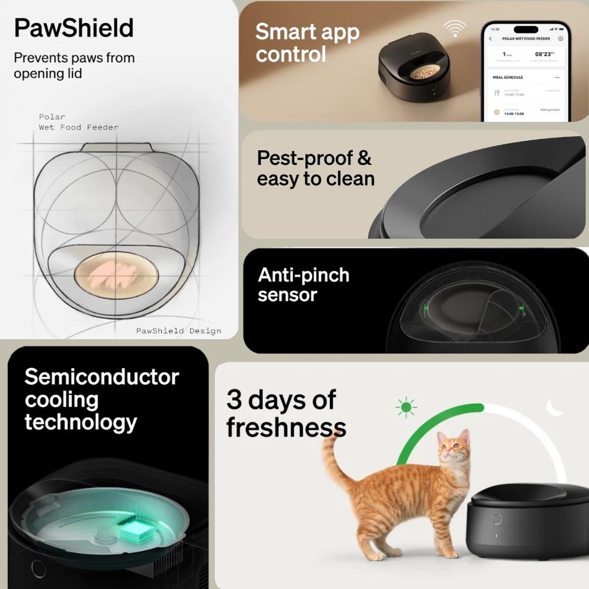 Afbeelding 2 van Petlibro Polar WIFI Automatische Voerdispenser voor Natvoer Zwart