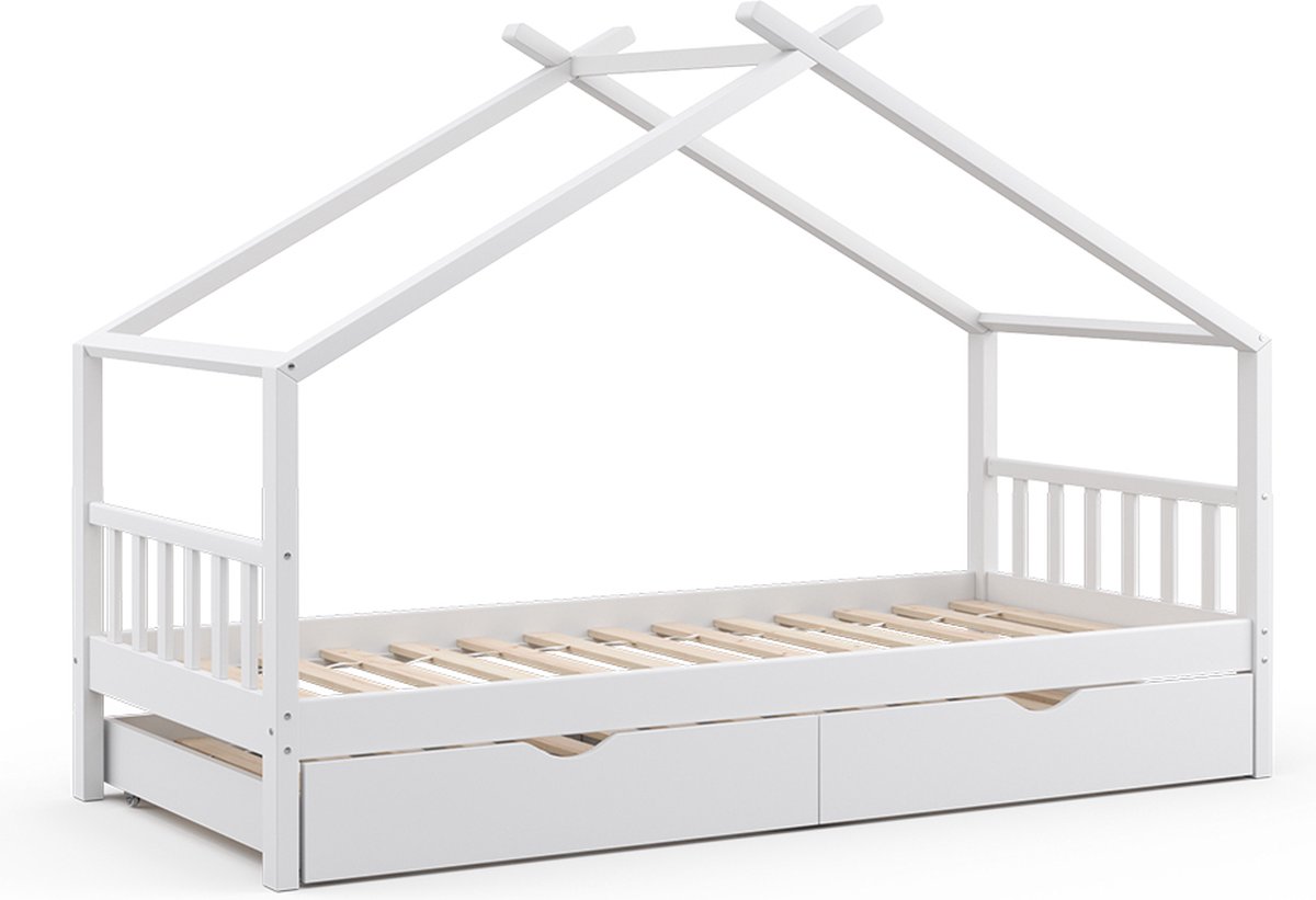 vitalispa Design Huisbed – 90x200 cm met logeerbed Wit