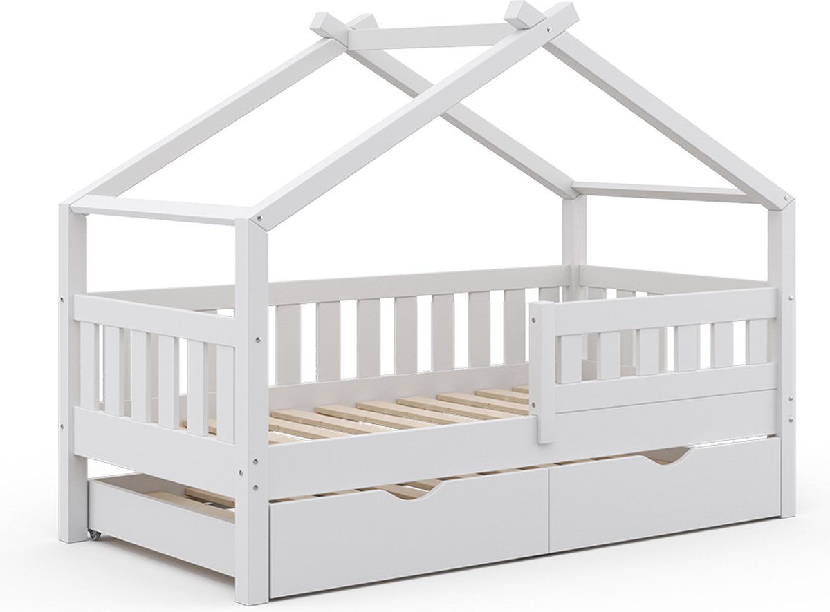 vitalispa Design Huisbed – 80x160 cm met logeerbed Wit