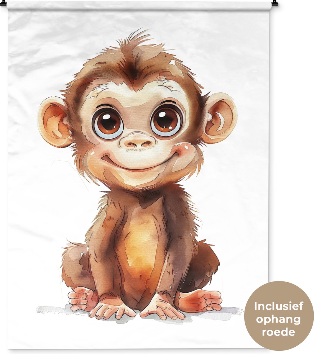 Wandkleed 150x200 cm - Wanddoek Aap - Baby - Jungle dieren - Wandtapijt - Wandkleden