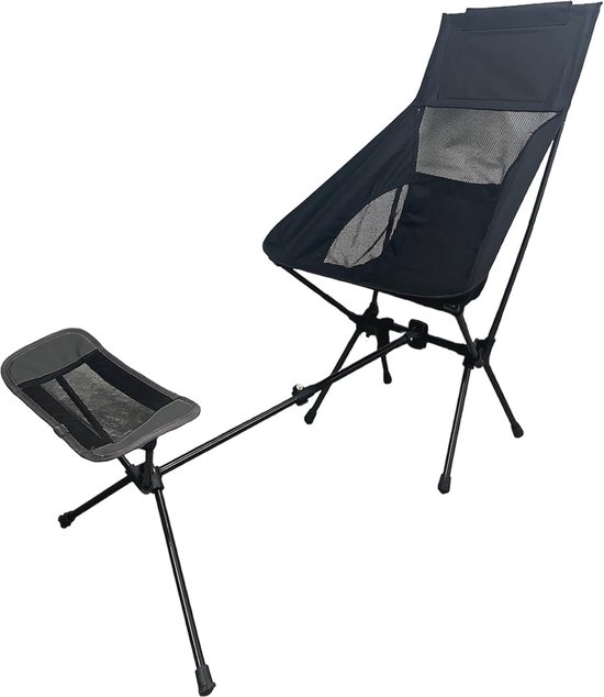 PORTAL Campingstoel – Hoge Rug, 180 Kg Draagkracht, Harde Armleuningen, Mesh Rug – Met Bekerhouder En Zijvak