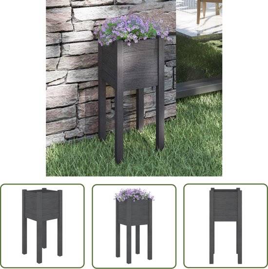 The Living Store Boîte de jardin en bois - 31 x 31 x 70 cm - Grijs - Bois de pin Massief