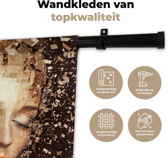 Wandkleed 60x60 cm - Wanddoek Vrouw - Abstract - Kunst - Wandtapijt - Wandkleden