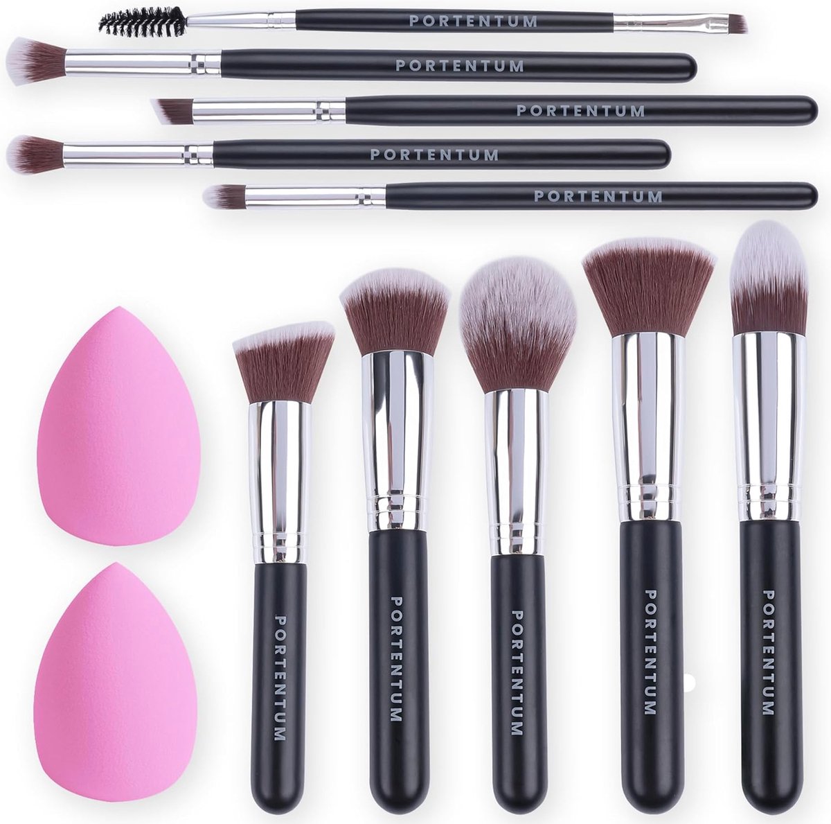 Complete Make-up Kwastenset met 12 Premium Synthetische Kwasten en Schoonheidspons