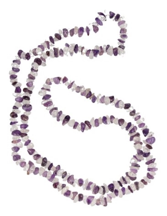Collier fendu Améthyste / Cristal de Roche long