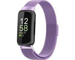 By Qubix - Compatible Fitbit bandje - Geschikt voor fitbit Inspire 3 - Milanese bandje - Lila