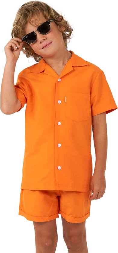 OppoSuits Kids The Orange - Jongens Zomer Set - Bevat Shirt En Shorts - Koningsdag - Oranje - Maat: EU 122/128 - 8 Jaar