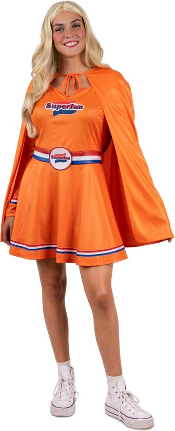 Oranje Superfan jurk - Verkleedjurk - Verkleedkleding - Carnaval kostuum - Dames - Koningsdag - EK - WK - Voetbal - Polyester - oranje - Maat 38/40