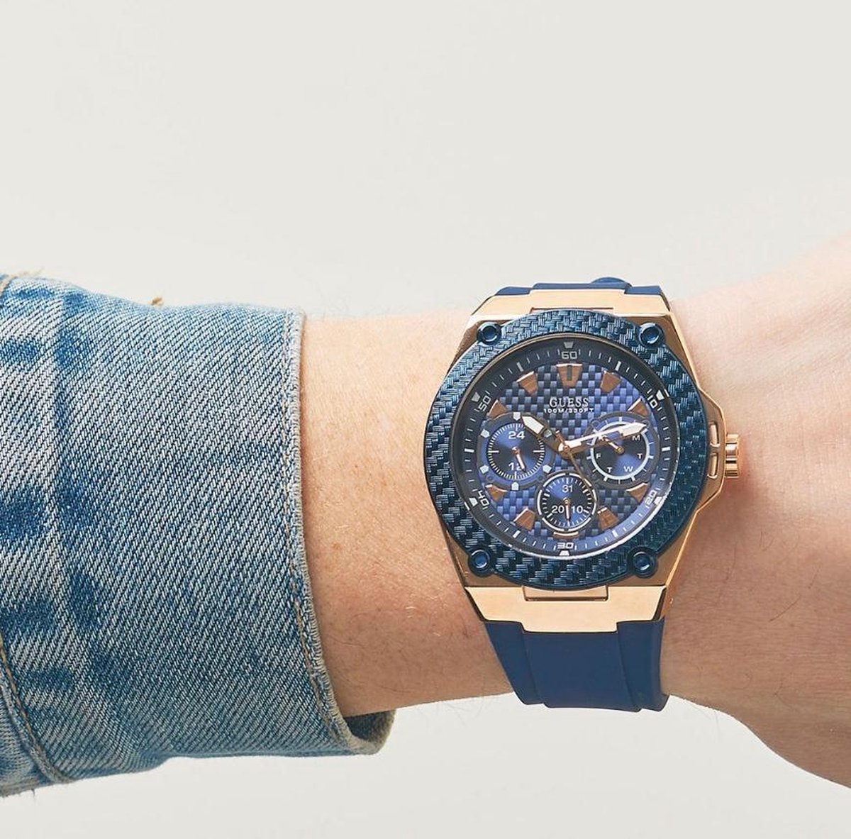 GUESS Watches W1049G2 horloge Mannen RVS Blauw 45 mm bol