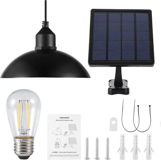 LED Zonne-energie Lamp – IP65 Waterdicht, E27-fitting, 12W Noodverlichting Voor Buiten, Kamperen & Reizen