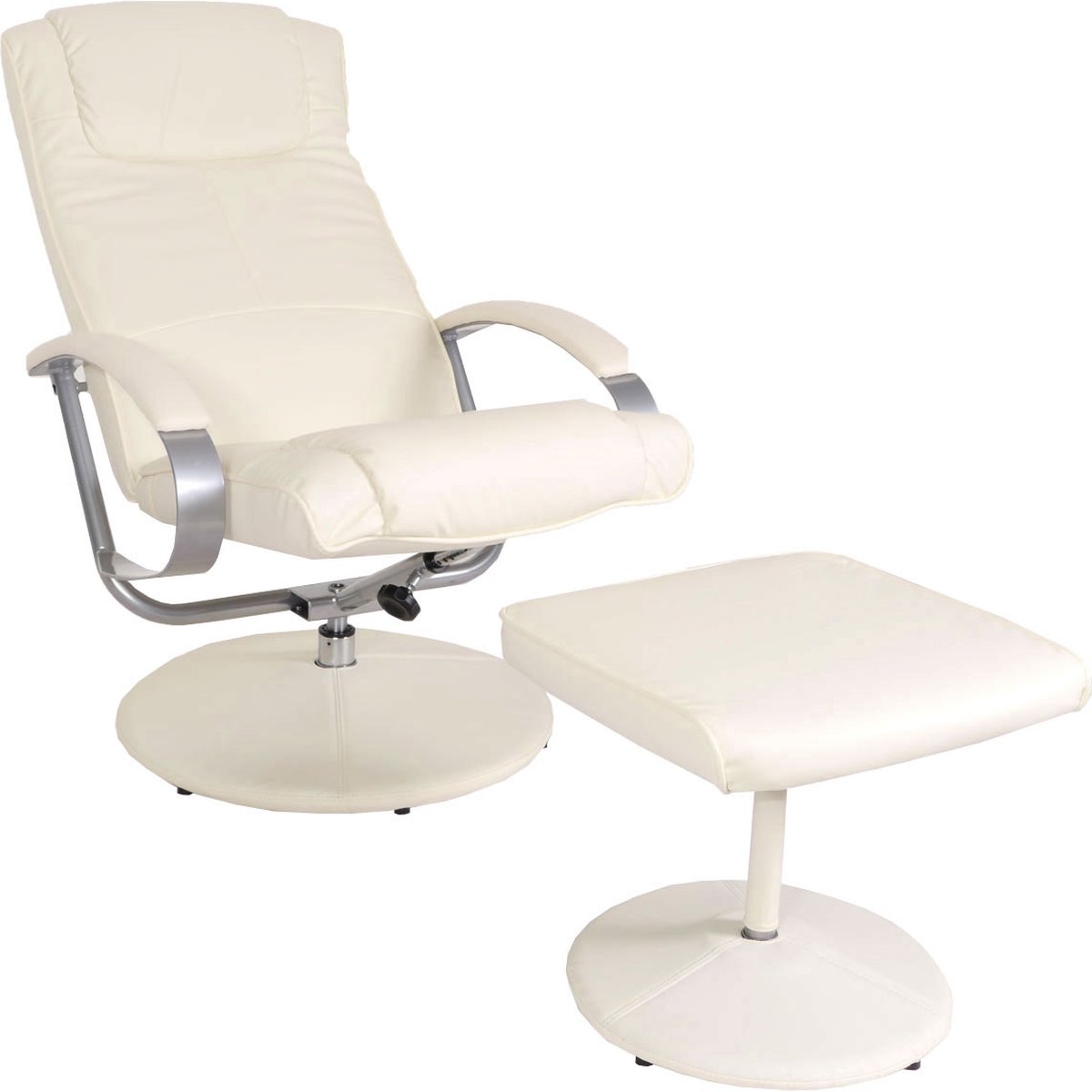 Cosmo Casa Relaxligstoel - TV Relaxstoel - Met Ottoman - Crème-Wit Crème/Wit