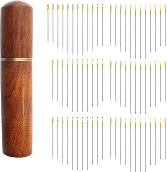 24-Pack Self-Threading Sewing Needles – Stainless Steel Darning Needles W/ Case – Tenable Goods LLC
