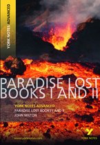 York Notes Advanced Paradise Lost Livres I et II, avec éruption volcanique sur la couverture.