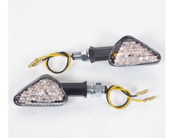 Paar knipperlichten Ermax LED met draadstang van 10mm kleur zwart voor motor scooter