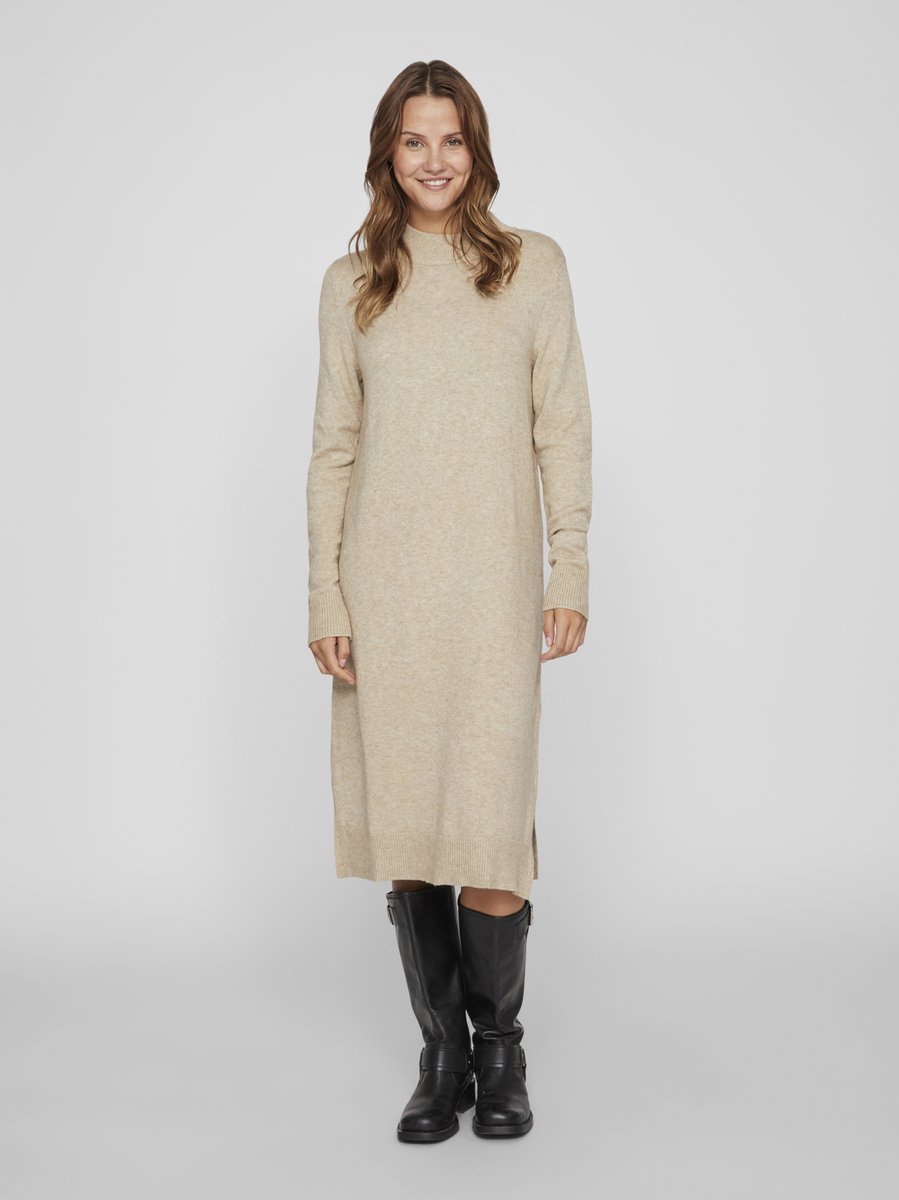 VILA VIRIL CREW NECK L/S MIDI DRESS - NOOS Dames Jurk - Maat M