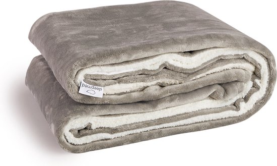 SleedMed Elektrische Knuffeldeken Taupe - Bovendeken - Warmtedeken - Fleece&Flanel - 180x130cm - 180min Timer
