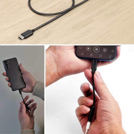 Ulanax® | USB-C - Adaptateur Audio AUX - Zwart - Musique - 3,5 mm - Son |