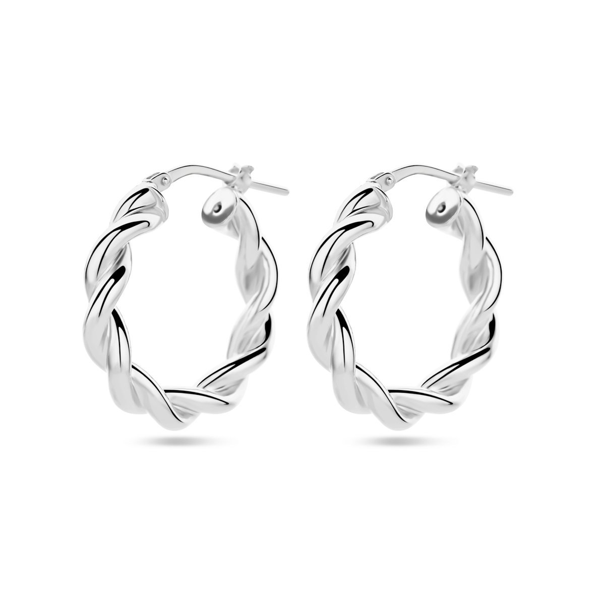 Zilver Gerhodineerd Oorringen Gedraaide Buis 1338737