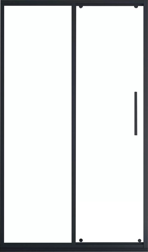 Porte de douche coulissante style industriel - Zwart mat - 120 x 195 cm - TORONI L 120 cm x H 195 cm x P 0,6 cm