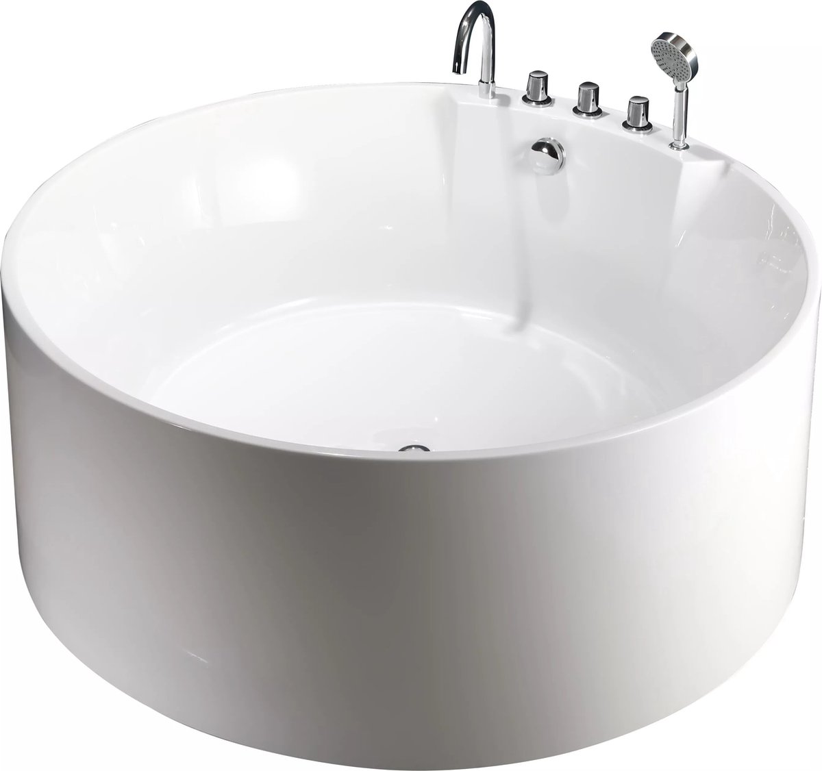 Vente-unique Ronde vrijstaande badkuip met kraan - LINDA - 373L - 150 x 150 x 58 cm