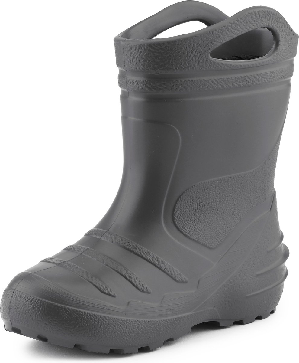 Ladeheid LA-KL-051 Kinder Regenlaarzen - Rubber - met Binnenschoen en Grepen - Waterdicht - EVA - Wasbare Binnenschoen – Grafiet – 25