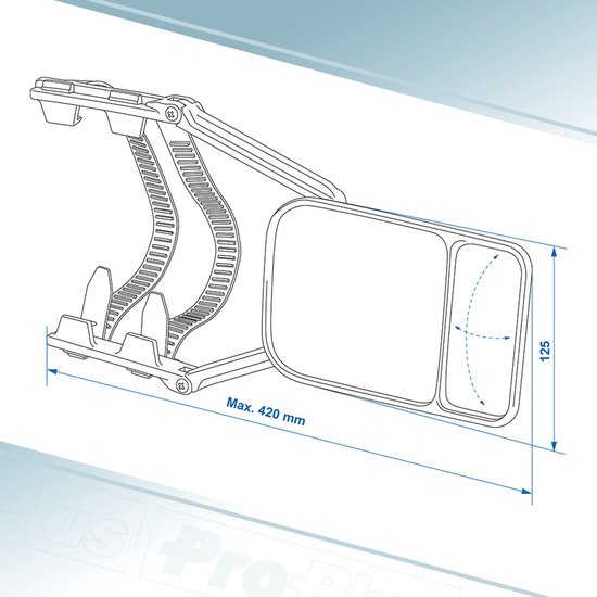 ProPlus Caravanspiegel Duo - Opzetspiegel - Verstelbaar - Universeel voor Links en Rechts - 23 cm - Caravan Accessoires - E-gekeurd - Zwart van ProPlus — afbeelding 3