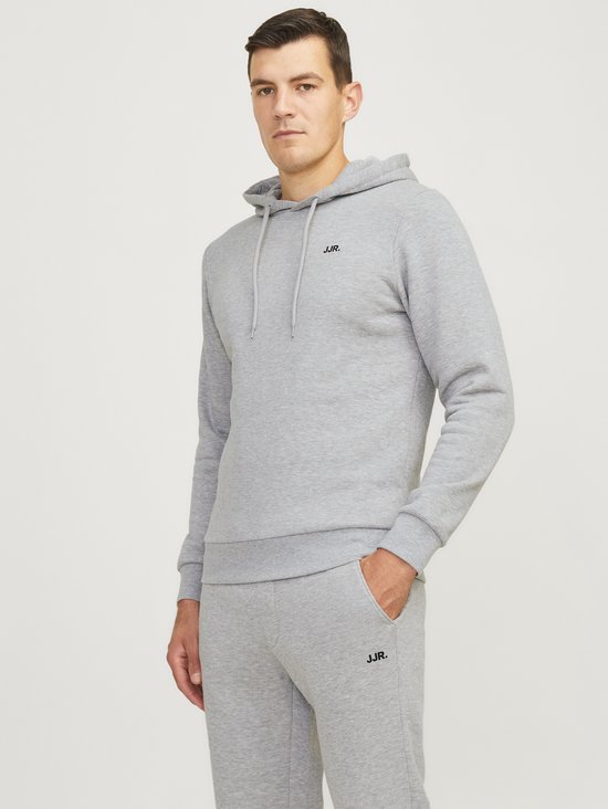Pull à capuche avec logo JJ Rebel pour homme - Gris clair chiné