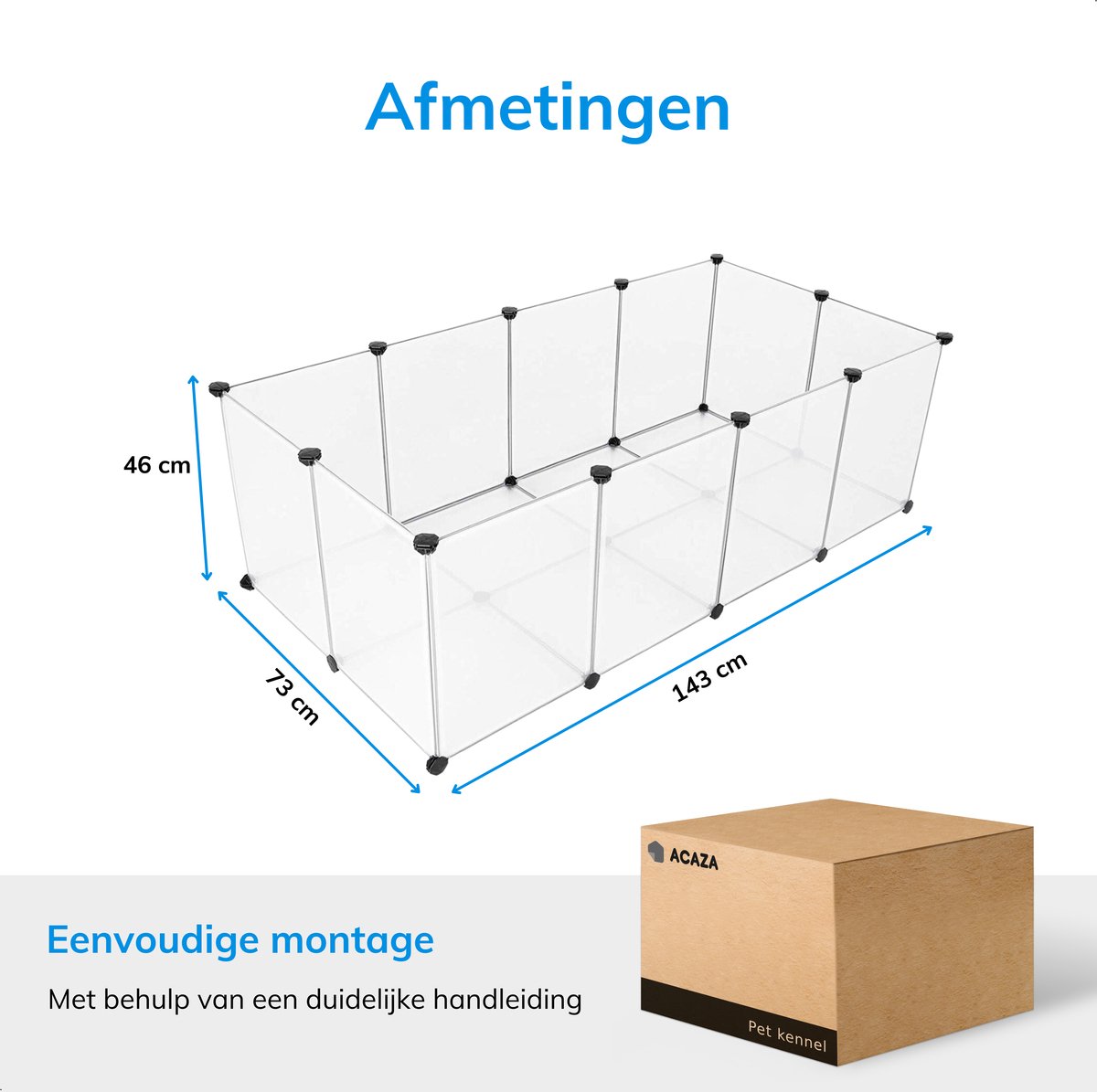 ACAZA Modulaire Kooi 143 x 73 cm Transparante Ren thumbnail 2