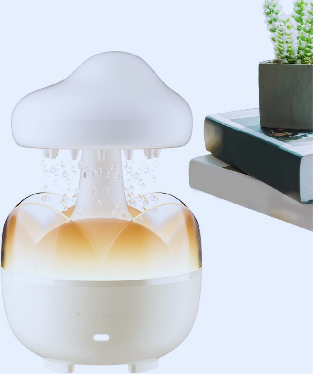 Goedkoopste Regendruppel Luchtbevochtiger Met 7 Kleuren Verlichting & Regen Geluid - Aromatherapie Machine Met Afstandsbediening - Perfect Voor Slaapkamer - Woonkamer En Ontspanning