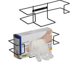 handschoendispenser set van 2 - ijzer - wandhouder wegwerphandschoenen - zwart